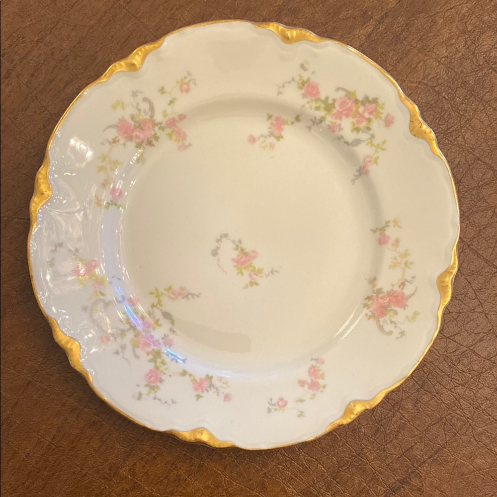 Warwick ‘June Bride’ Dessert/Pie Plate • Floral with Gold Trim • 7” Diameter